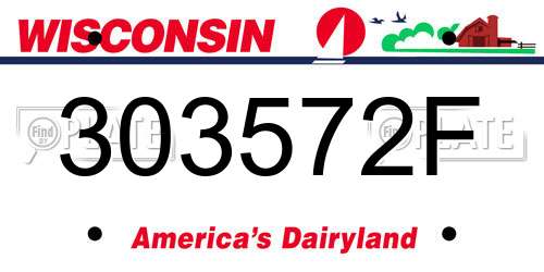 303572F Wisconsin License Plate