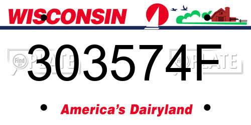 303574F Wisconsin License Plate