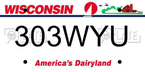303WYU Wisconsin License Plate
