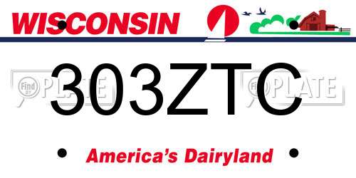 303ZTC Wisconsin License Plate