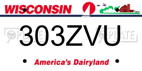 303ZVU Wisconsin License Plate