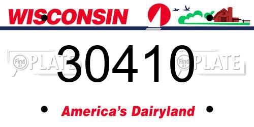 30410 Wisconsin License Plate