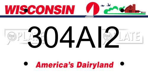 304AI2 Wisconsin License Plate