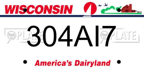 304AI7 Wisconsin License Plate
