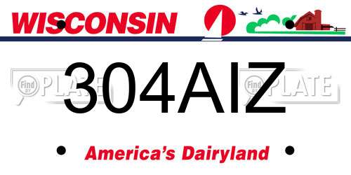 304AIZ Wisconsin License Plate