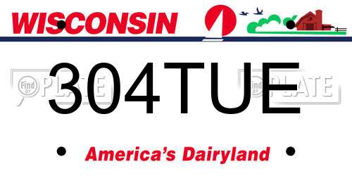 304TUE Wisconsin License Plate