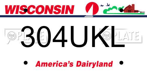 304UKL Wisconsin License Plate