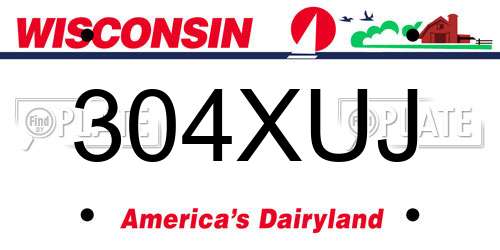304XUJ Wisconsin License Plate