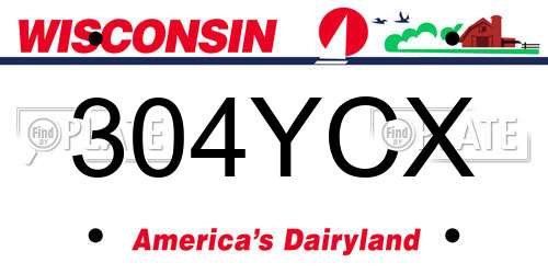304YCX Wisconsin License Plate