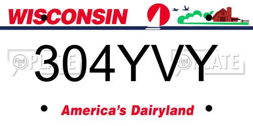 304YVY Wisconsin License Plate