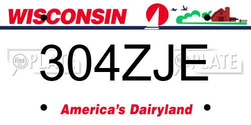 304ZJE Wisconsin License Plate