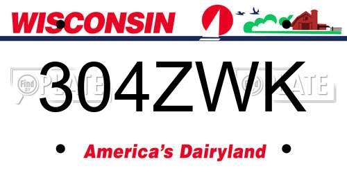 304ZWK Wisconsin License Plate