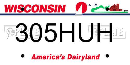 305HUH Wisconsin License Plate