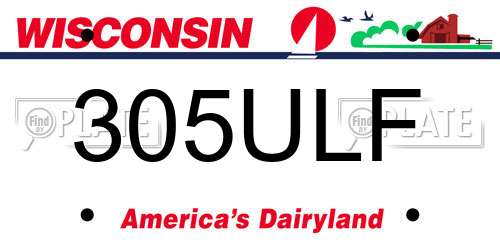 305ULF Wisconsin License Plate