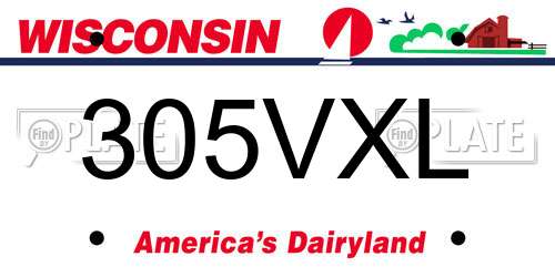305VXL Wisconsin License Plate