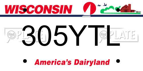 305YTL Wisconsin License Plate