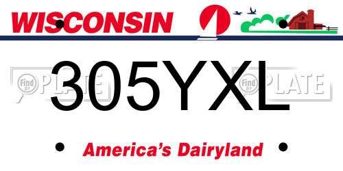 305YXL Wisconsin License Plate