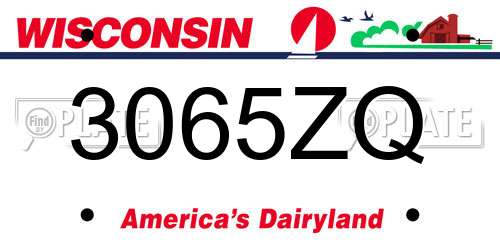 3065ZQ Wisconsin License Plate