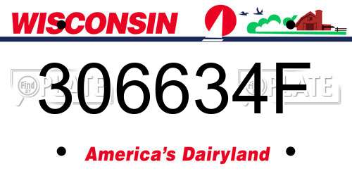 306634F Wisconsin License Plate