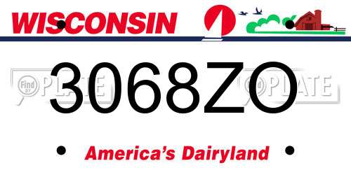 3068ZO Wisconsin License Plate