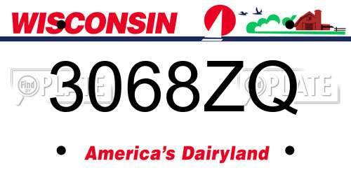 3068ZQ Wisconsin License Plate