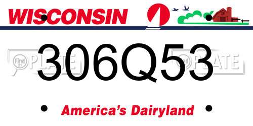 306Q53 Wisconsin License Plate