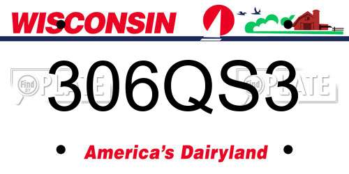 306QS3 Wisconsin License Plate