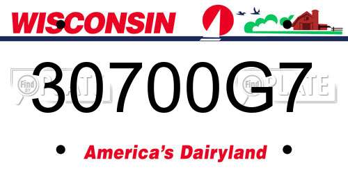 30700G7 Wisconsin License Plate