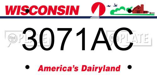 3071AC Wisconsin License Plate