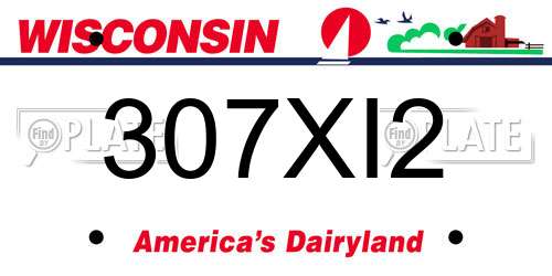 307XI2 Wisconsin License Plate