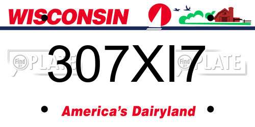 307XI7 Wisconsin License Plate
