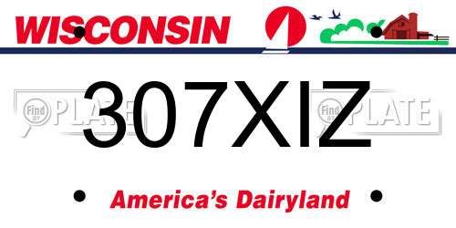 307XIZ Wisconsin License Plate