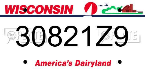30821Z9 Wisconsin License Plate