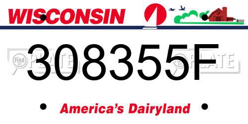 308355F Wisconsin License Plate