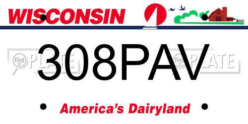 308PAV Wisconsin License Plate