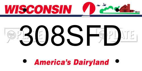 308SFD Wisconsin License Plate