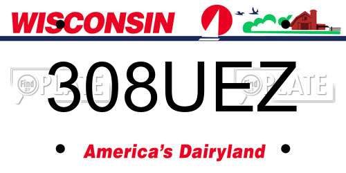 308UEZ Wisconsin License Plate