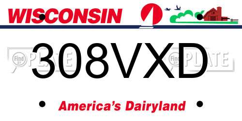 308VXD Wisconsin License Plate