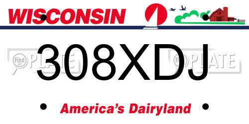 308XDJ Wisconsin License Plate