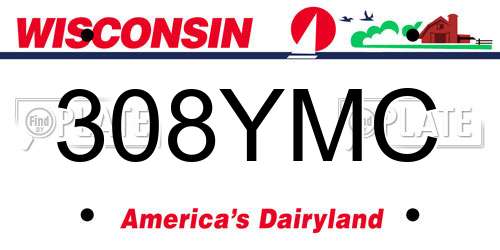 308YMC Wisconsin License Plate