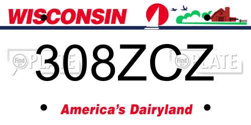 308ZCZ Wisconsin License Plate
