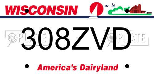 308ZVD Wisconsin License Plate