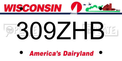 309ZHB Wisconsin License Plate