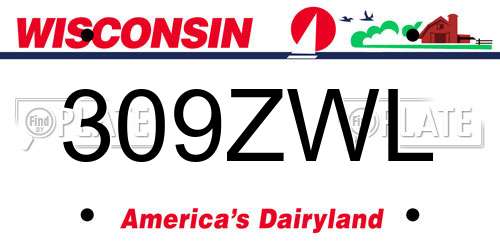 309ZWL Wisconsin License Plate