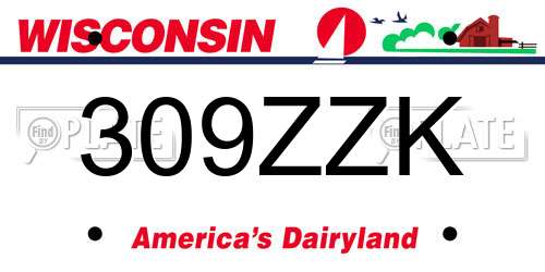 309ZZK Wisconsin License Plate