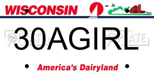 30AGIRL Wisconsin License Plate