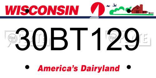 30BT129 Wisconsin License Plate