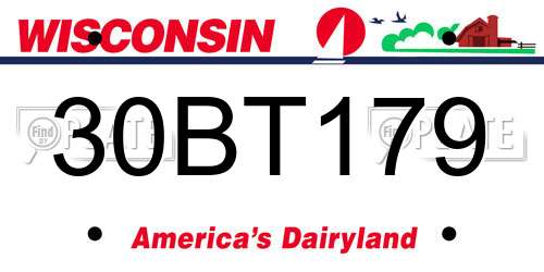 30BT179 Wisconsin License Plate