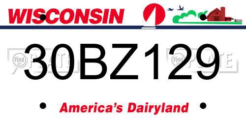 30BZ129 Wisconsin License Plate