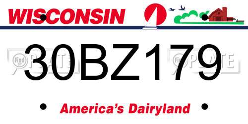 30BZ179 Wisconsin License Plate